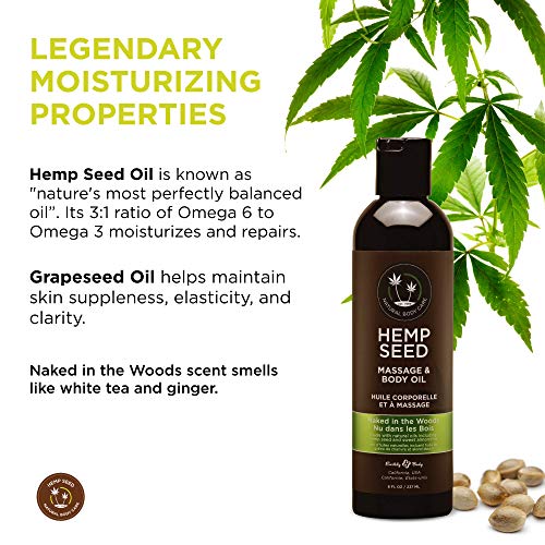 Hemp Seed Massage & Body Oil, Naked in the Woods Scent - 8 fl. oz. - Nourishi...