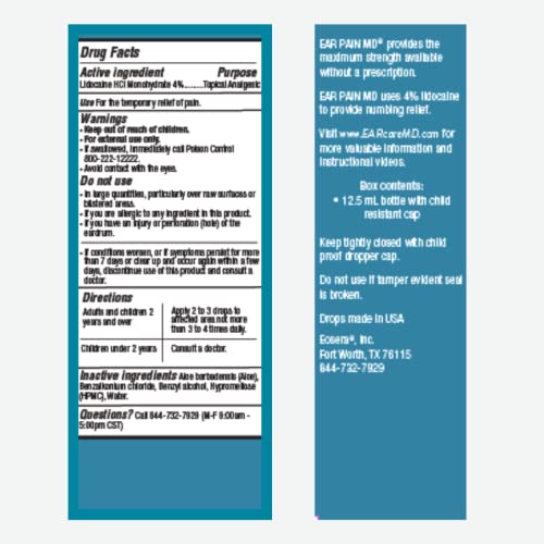 Ear Pain MD 4% Lidocaine Pain Relieving Drops, 12.5 mL