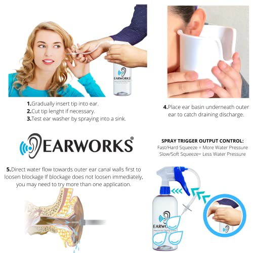 EarWorks Ear Cleaner, Ear Wax Remover, Ear Washer with High Output Sprayer Ir...
