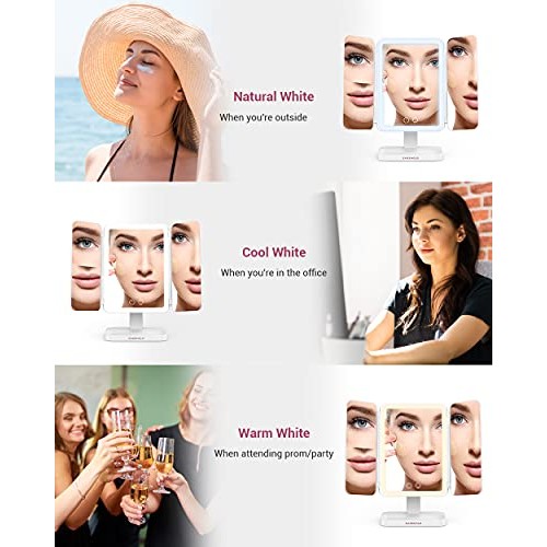 Easehold Led Vanity Make Up Tri-Fold with 38Pcs Lights 180 Degree Free Rotati...