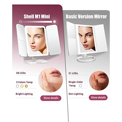 Easehold Led Vanity Make Up Tri-Fold with 38Pcs Lights 180 Degree Free Rotati...