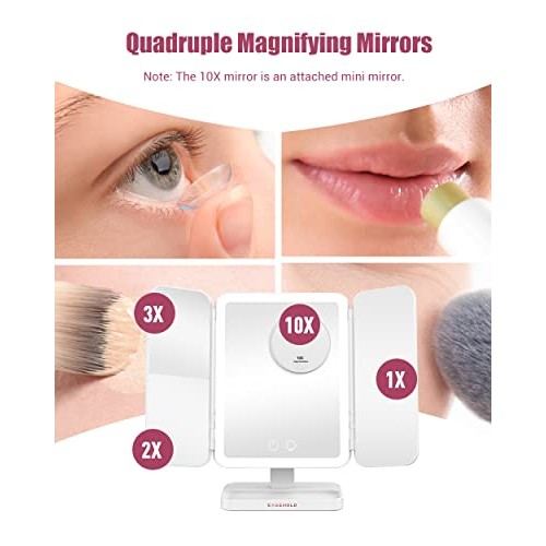 Easehold Led Vanity Make Up Tri-Fold with 38Pcs Lights 180 Degree Free Rotati...