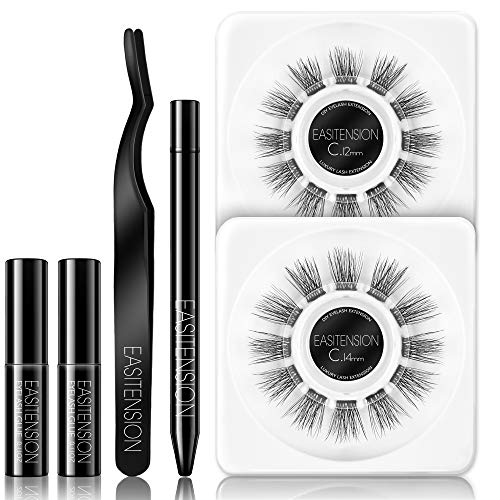 EASITENSION DIY Eyelash Extension, 3D Effect Glue Bonded Band Cluster Lashes ...