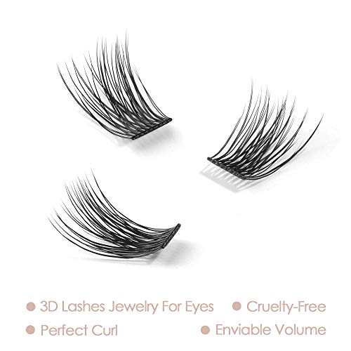 EASITENSION DIY Eyelash Extension, 3D Effect Glue Bonded Band Cluster Lashes ...