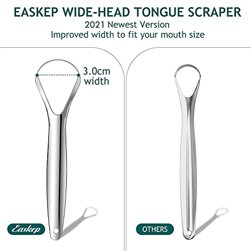 2Pack Tongue Scraper Cleaner for Adults - Easkep Fights Bad Breath 100% Stain...