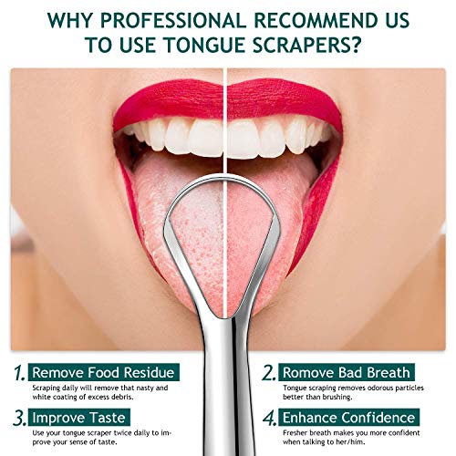 2Pack Tongue Scraper Cleaner for Adults - Easkep Fights Bad Breath 100% Stain...