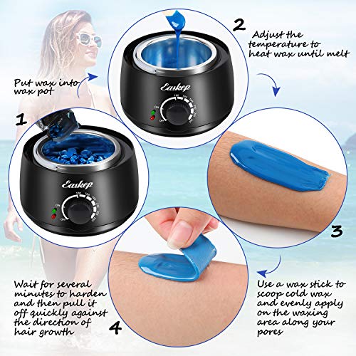 Waxing Kit Wax Warmer for Women - Easkep Wax Kit Hair Removal 6 Adjustable Te...