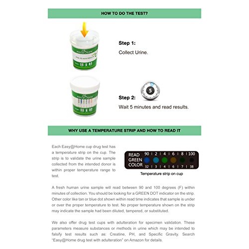 Easy@Home 12 Panel Drug Test Cup Kit with Temperature Strip-Testing OPI2000, ...