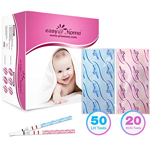 Easy@Home 50 Ovulation Test Strips and 20 Pregnancy Test Strips Combo Kit, (5...