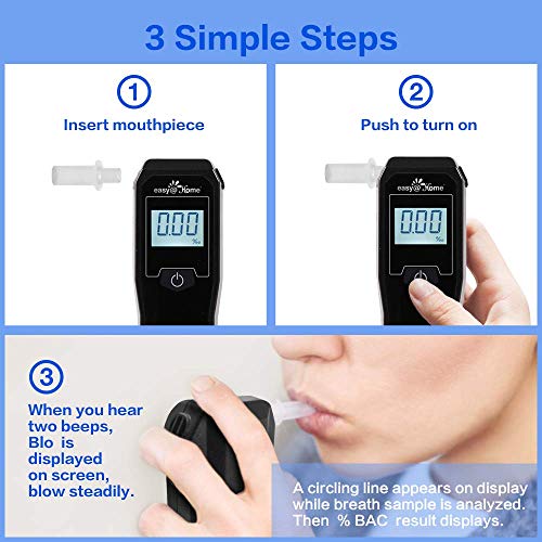 Easy@Home Breathalyzer, Professional-Grade Portable Fuel Cell Breath Alcohol ...