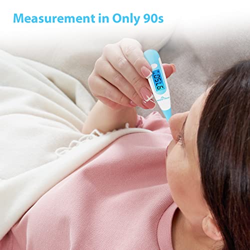 Easy@Home Digital Basal Thermometer with Blue Backlight LCD Display, 1/100th ...