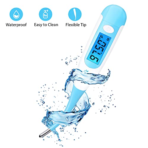 Easy@Home Digital Basal Thermometer with Blue Backlight LCD Display, 1/100th ...