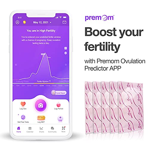 Easy@Home Pregnancy Test Strips Kit, Powered by Premom Ovulation Predictor iO...