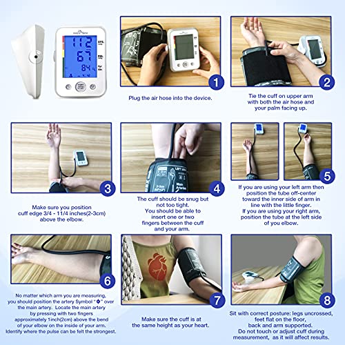 Large Cuff Easy@Home Digital Upper Arm Blood Pressure Monitor (BP Monitor), 3...