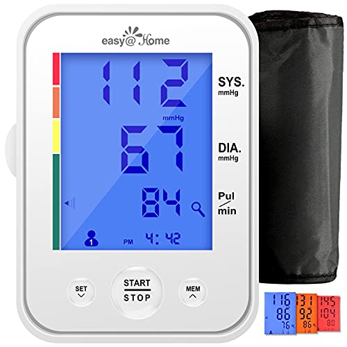 Large Cuff Easy@Home Digital Upper Arm Blood Pressure Monitor (BP Monitor), 3...