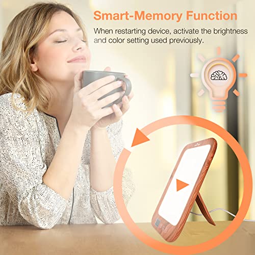 Light Therapy Lamp UV-Free 10000 Lux: Easy@Home Wood Light Therapy Energy Lam...