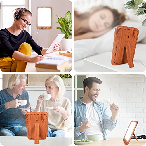 Light Therapy Lamp UV-Free 10000 Lux: Easy@Home Wood Light Therapy Energy Lam...