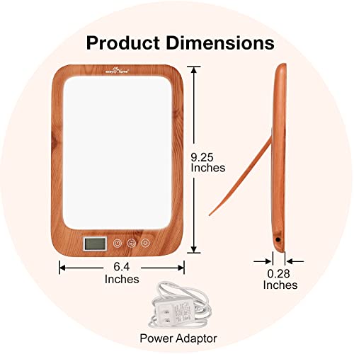 Light Therapy Lamp UV-Free 10000 Lux: Easy@Home Wood Light Therapy Energy Lam...