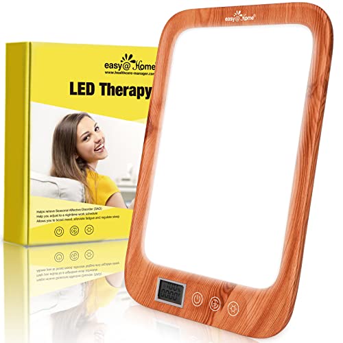Light Therapy Lamp UV-Free 10000 Lux: Easy@Home Wood Light Therapy Energy Lam...