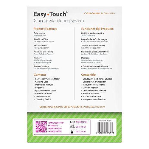 EasyTouch Glucose Monitoring System - (1 Meter, 10 Twist Lancets, 1 Lancing D...