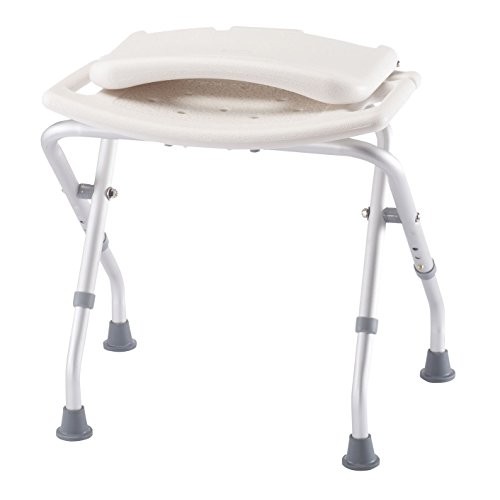 EasyComforts Folding Bath Seat with Back Support, Portable Shower Bench, White