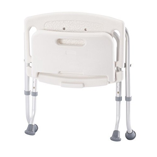 EasyComforts Folding Bath Seat with Back Support, Portable Shower Bench, White