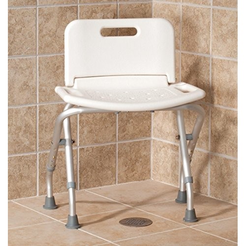 EasyComforts Folding Bath Seat with Back Support, Portable Shower Bench, White