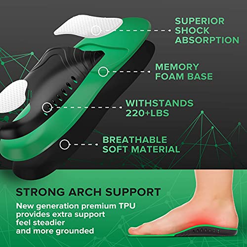 {New 2022} 220+ lbs Plantar Fasciitis Strong Arch Support Insoles Inserts Men...