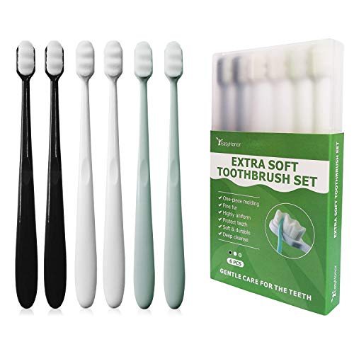 EasyHonor Extra Soft Toothbrush for Sensitive Gums, Micro Fur Manual Toothbru...