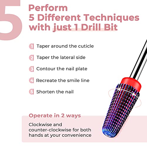 EasyinBeauty 5-in-1 Nail Drill Bit - 3-Piece Nail Drill Bits Set for Gel, Acr...