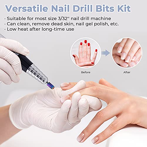 EasyinBeauty Drill bits for nails - Nail drill bit set for Callus, Dead Skin,...