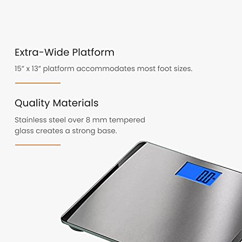 EatSmart Precision 550 Pound Extra-High Capacity Digital Bathroom Scale with ...