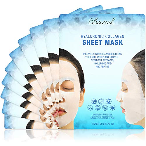 Ebanel 10 Pack Collagen Face Mask, Instant Brightening & Hydrating Face Sheet...