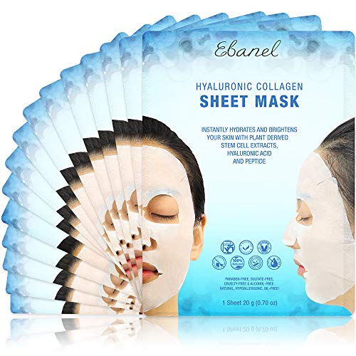 Ebanel 15 Pack Collagen Face Mask, Instant Brightening & Hydrating Face Sheet...