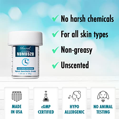 Ebanel 5% Lidocaine Topical Numbing Cream Maximum Strength, 5-Pack of 1.35 Oz...