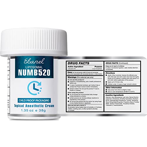 Ebanel 5% Lidocaine Topical Numbing Cream Maximum Strength, 5-Pack of 1.35 Oz...