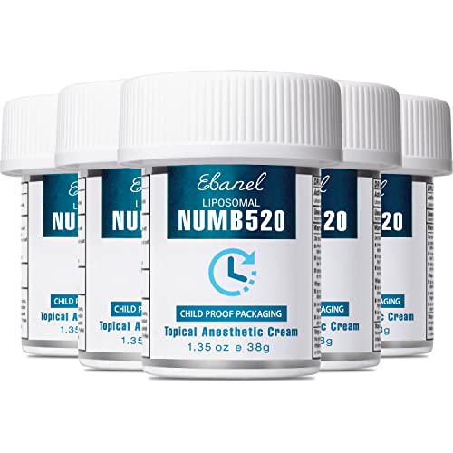 Ebanel 5% Lidocaine Topical Numbing Cream Maximum Strength, 5-Pack of 1.35 Oz...