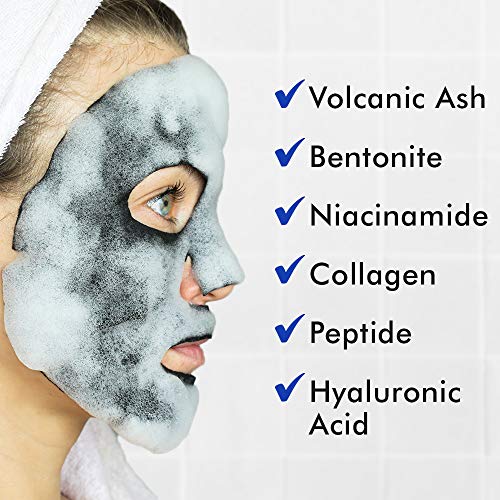 Ebanel Bundle of 15-Pack Collagen Face Mask, and 10-Pack Carbonated Bubble Cl...