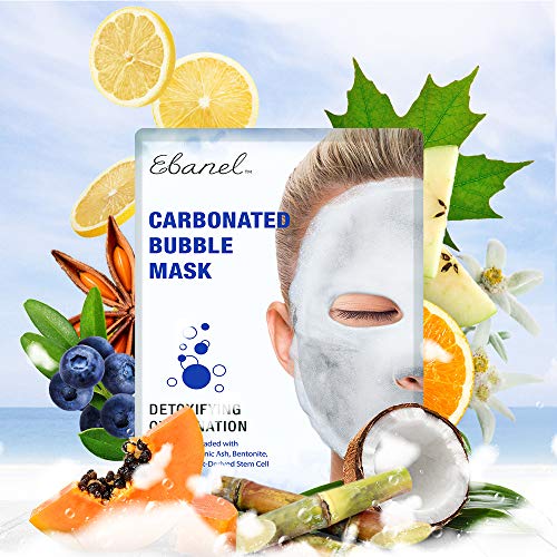 Ebanel Bundle of 15-Pack Collagen Face Mask, and 10-Pack Carbonated Bubble Cl...
