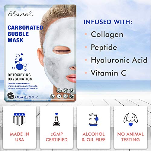 Ebanel Bundle of 15-Pack Collagen Face Mask, and 10-Pack Carbonated Bubble Cl...