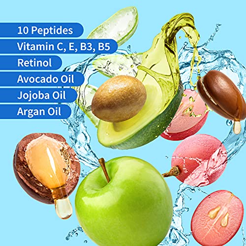 Ebanel Bundle of 15-Pack Collagen Face Mask, Hyaluronic Acid Peptide Serum, a...