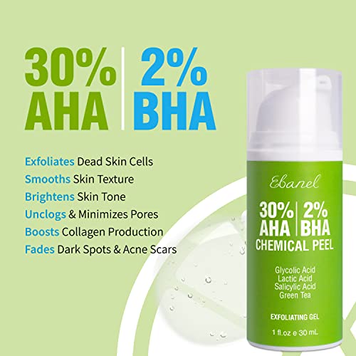 Ebanel 30% AHA 2% BHA Chemical Peel Exfoliant Gel, Face Peel with Glycolic Ac...