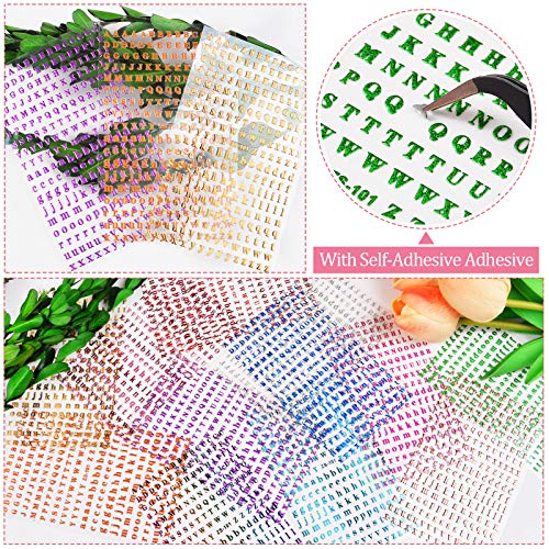 12 Sheets Letters Nail Stickers, EBANKU Alphabet Nail Stickers Holographic Sm...