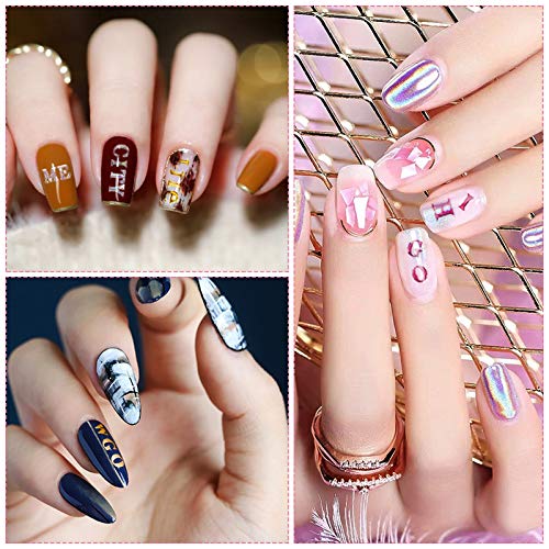 12 Sheets Letters Nail Stickers, EBANKU Alphabet Nail Stickers Holographic Sm...