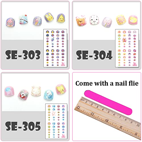 EBANKU Self Adhesive Nail Art Stickers for Kids with Nail File, 12 Sheets 3D ...