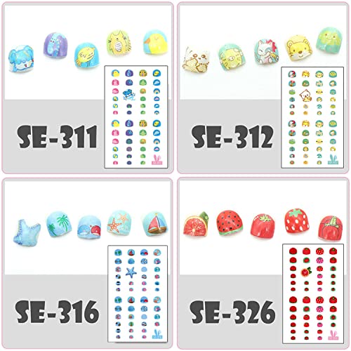 EBANKU Self Adhesive Nail Art Stickers for Kids with Nail File, 12 Sheets 3D ...