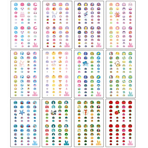 EBANKU Self Adhesive Nail Art Stickers for Kids with Nail File, 12 Sheets 3D ...