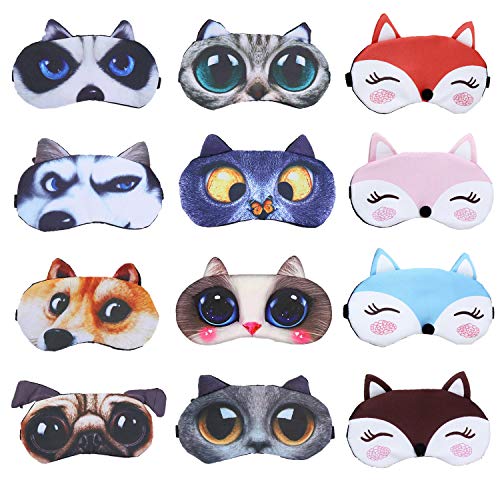EBaokuup 12 Pack Animal Sleep Eye Mask - Soft Funny Blindfolds Sleeping Mask,...