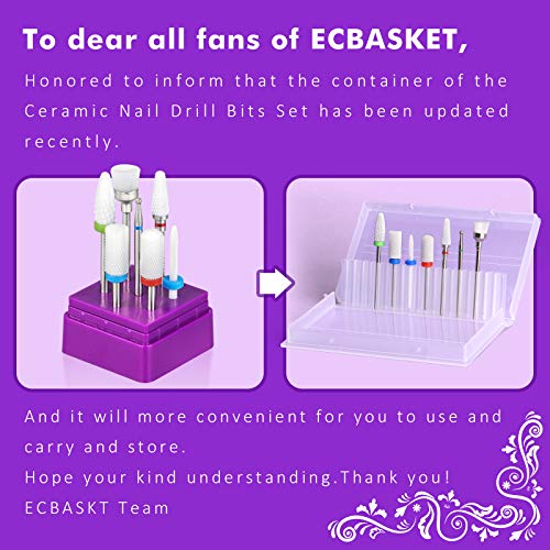 Ceramic Nail Drill Bits Set ECBASKET 7pcs 3/32 inch Diamond Carbide Nail Dril...