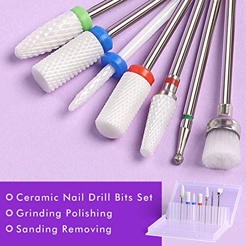 Ceramic Nail Drill Bits Set ECBASKET 7pcs 3/32 inch Diamond Carbide Nail Dril...